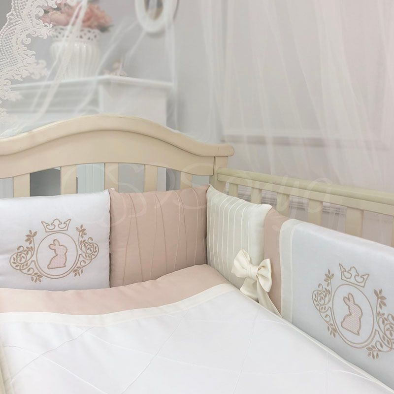 Спальний комплект для новонароджених із захистом Королівський крем, без балдахіна