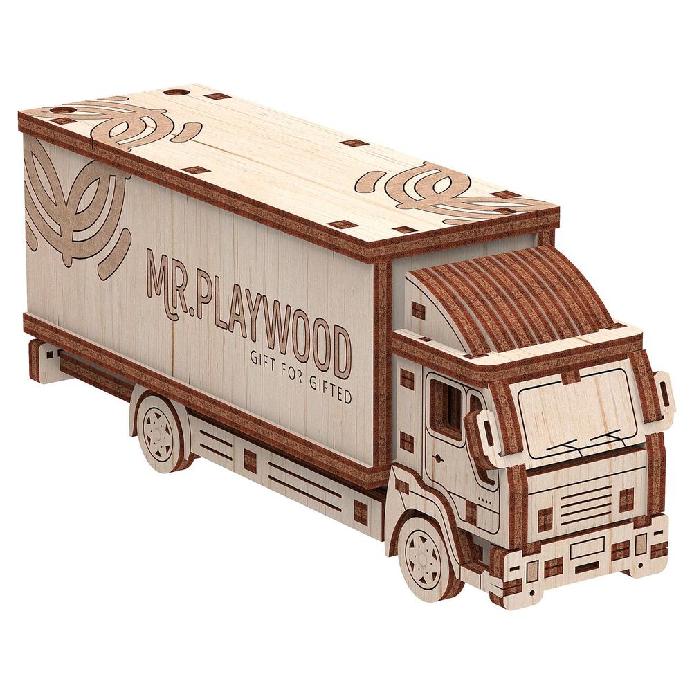 Фото, купить Вантажівка механічна дерев'яна 3D-модель, цена 265 грн