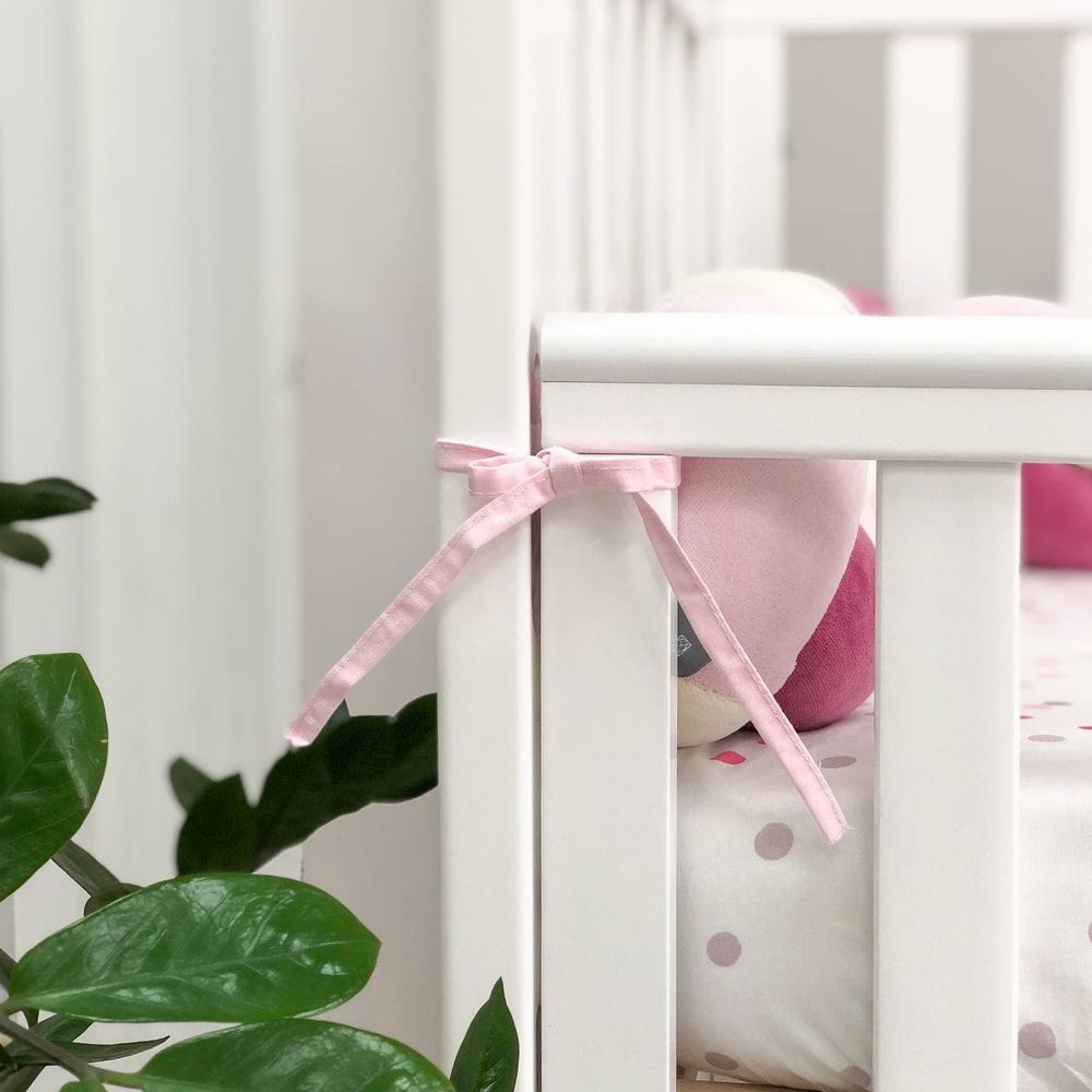 Бортик защита коса для детской кроватки молочный розовый бордо, бортики без постели, Длина косы 2.2 м