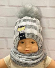 Дитяча в'язана шапка + шарф Little Boy-3 на термоутеплювачі