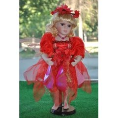 Фарфоровая кукла эльф в красном - ЛЮБОВЬ