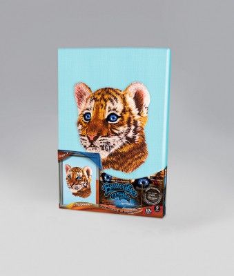 Фото, купити Вишивка гладдю, картина на підрамнику "Тигр", ціна 88 грн