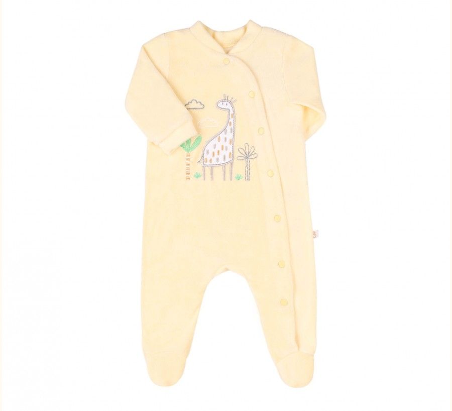 Велюровый комплект Обнимашки для новорожденных желто-серый
