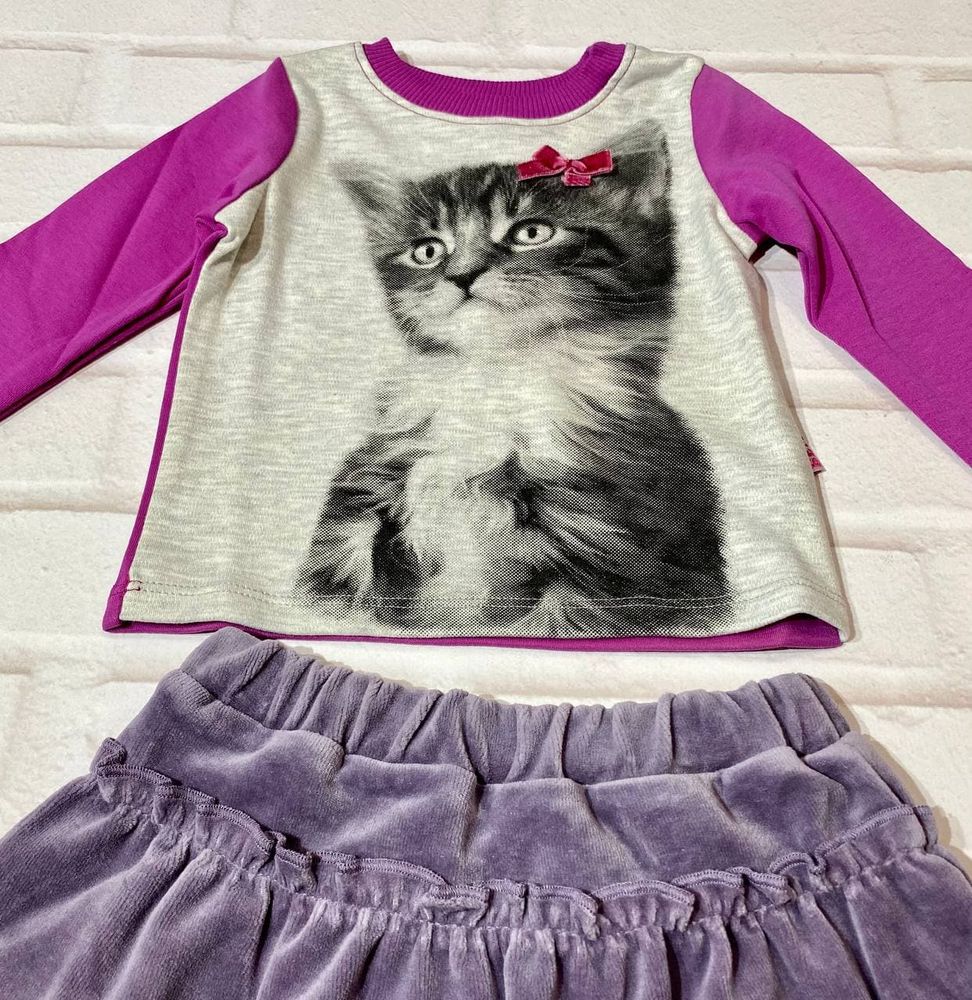 Детский комплект Кошечка юбка + футболка  для девочки