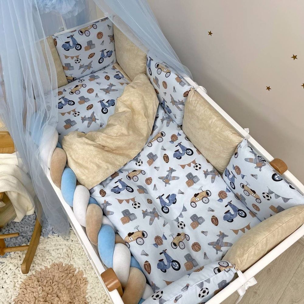 Комплект в ліжечко з бортиками та бортиками косою Little Boy, без балдахіна