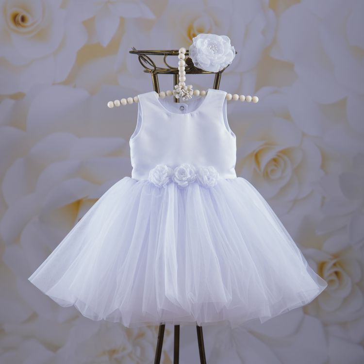 Нарядное платье + повязка Емілія для девочки белое, 92, Кулир, Платье