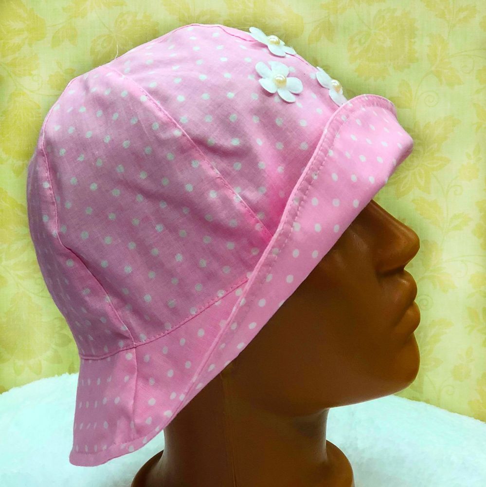 Легка панамка для дівчаток рожева Квіточки, обхват голови 46 см