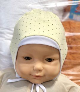 Шапочка трикотажна на підкладці жовта КРАПЛИНКА