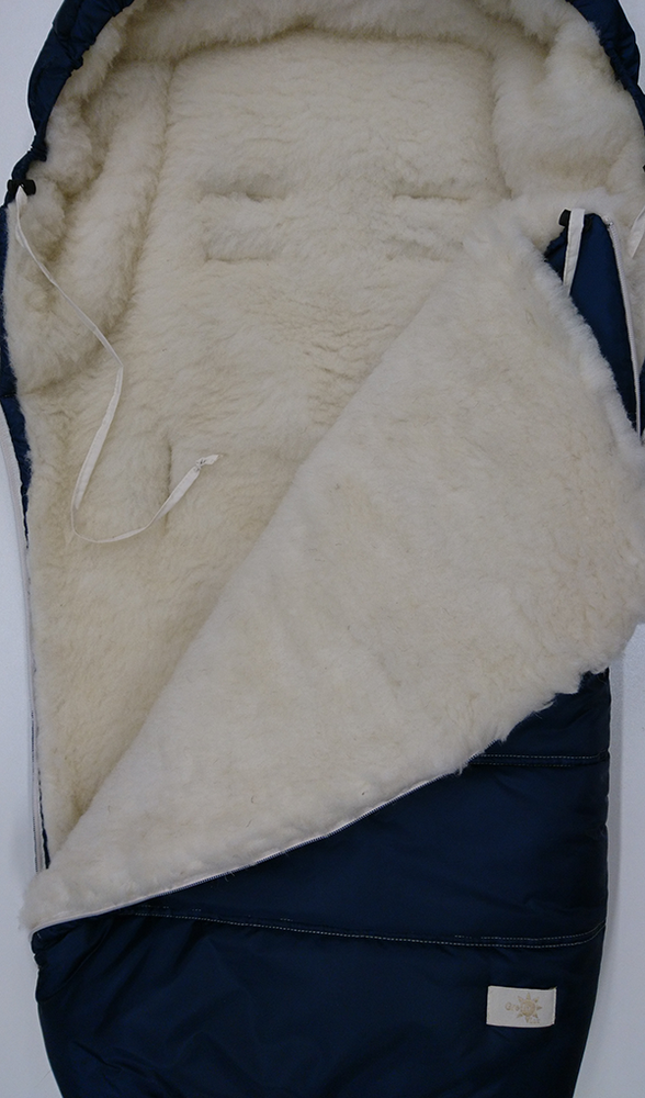 Зимний конверт на овчине Морозко с прорезями для ремней безопасности, Плащевка, Конверт мешок
