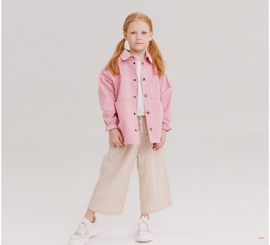 Рубашка - куртка Cotton Style для девочки розовая