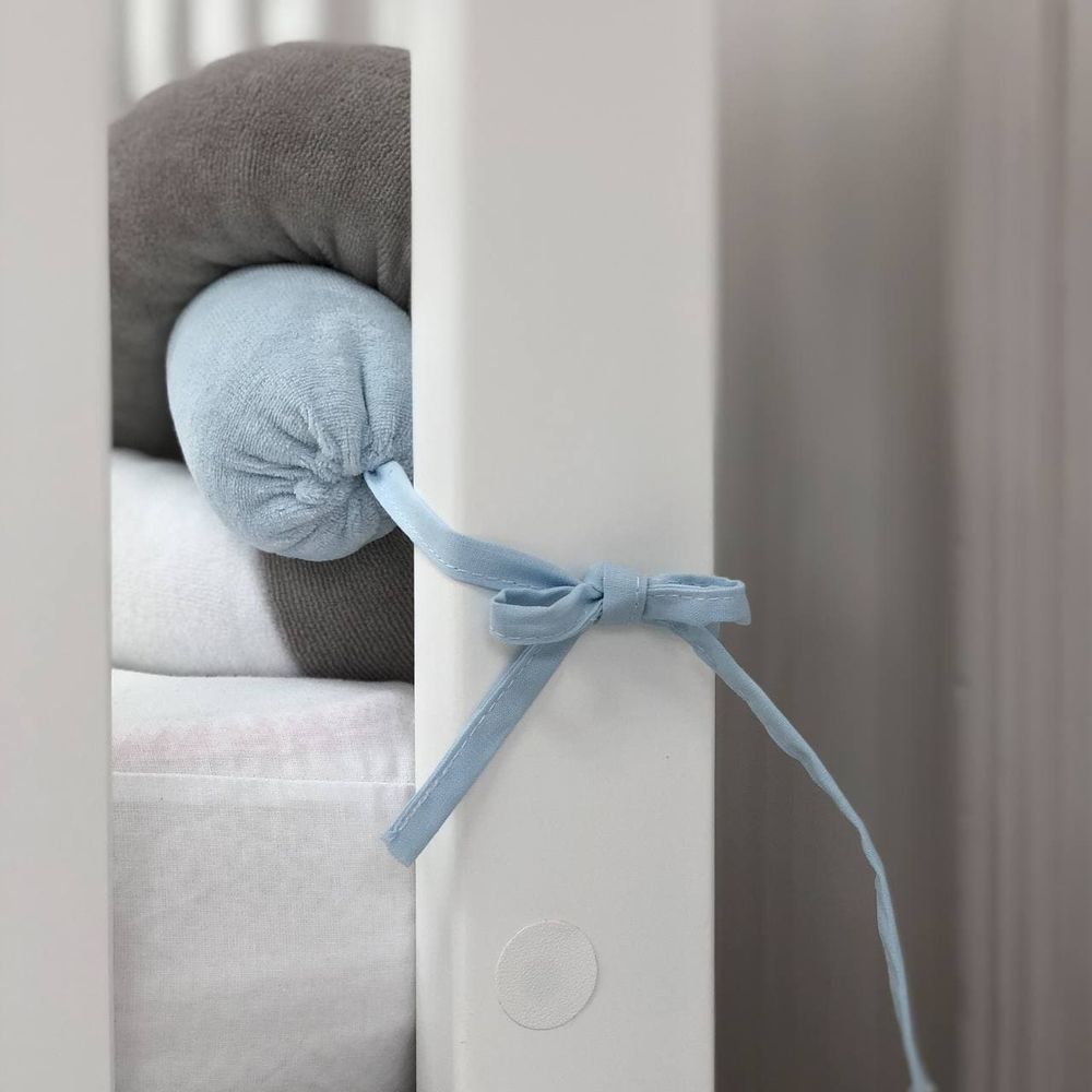 Бортик защита коса для детской кроватки белый серый бледно-голубой, бортики без постели, Длина косы 2.2 м