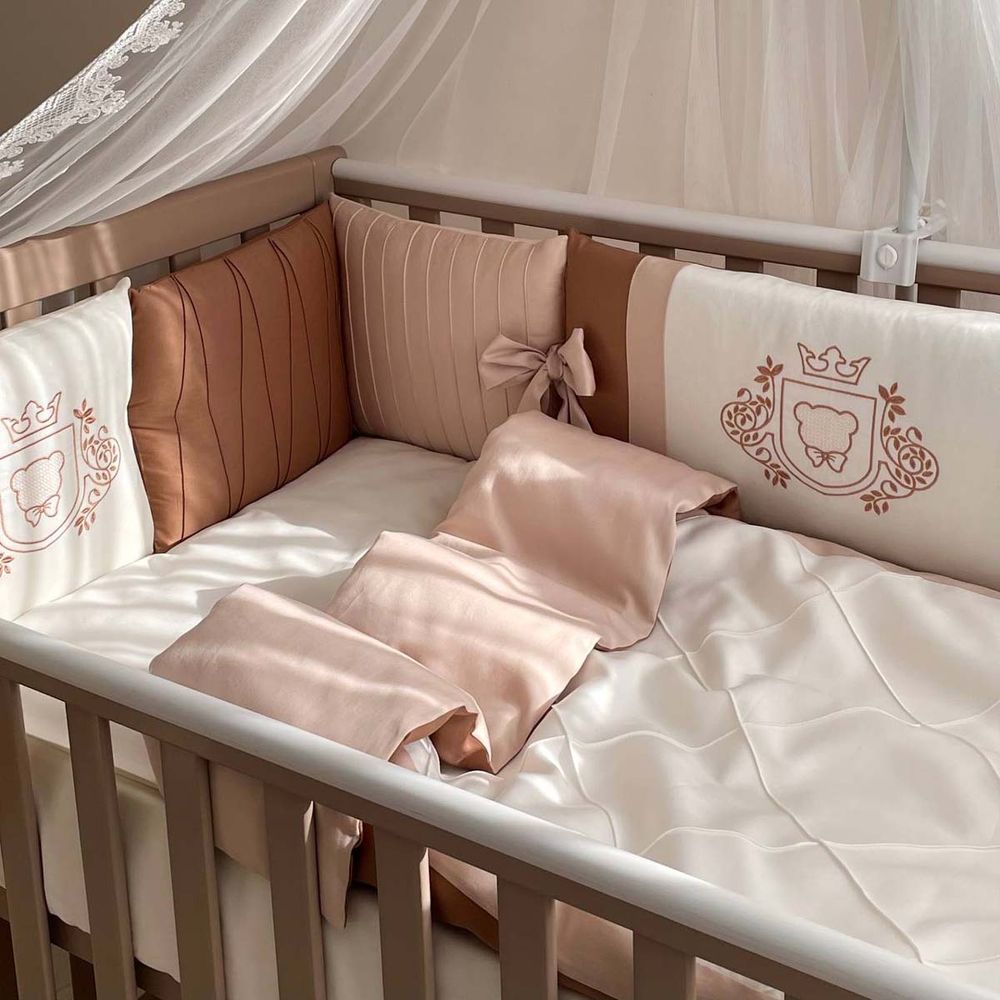 Спальний комплект для новонароджених із захистом Королівський chocolate, без балдахіна
