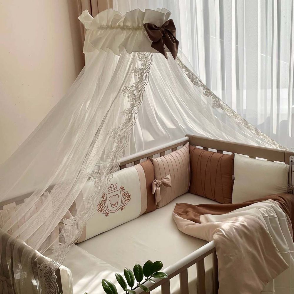 Спальний комплект для новонароджених із захистом Королівський chocolate, без балдахіна