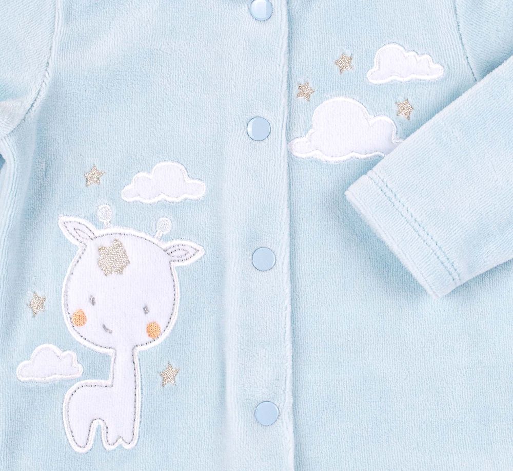 Велюровые ползуночки + рубашечка для новорожденных Жирафик кс 660 голубой