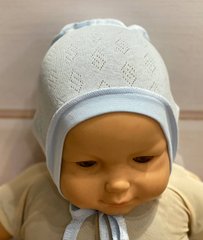 Шапочка для новорожденных Ажурик голубая