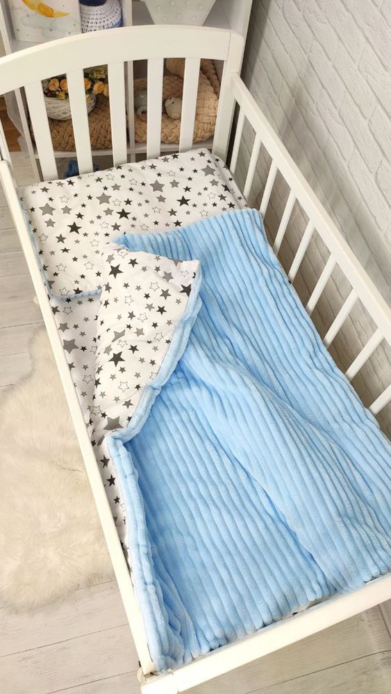 Змінна постільна білизна для новонароджених Шиншила блакитна фото, ціна, опис