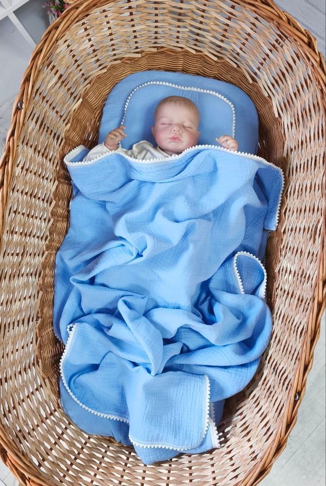 Мусліновий комплект Сон Мрія для новонароджених блакитний, 135 х 100, Муслін