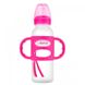 Пляшка-поїльник з вузькою шийкою і силіконовими ручками, 250 мл, колір рожевий, 1 шт. в упаковці, Рожевий, 250 мл, Пляшка - поїльник 2 в 1