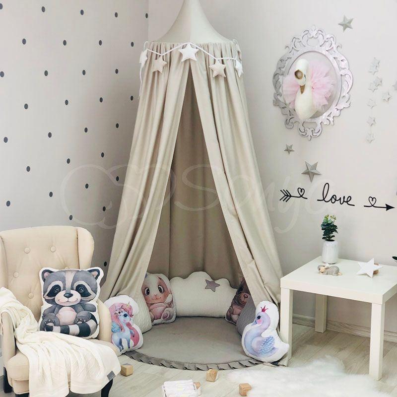 Тканевый потолочный балдахин шатер на детскую кроватку или в детскую комнату капучино