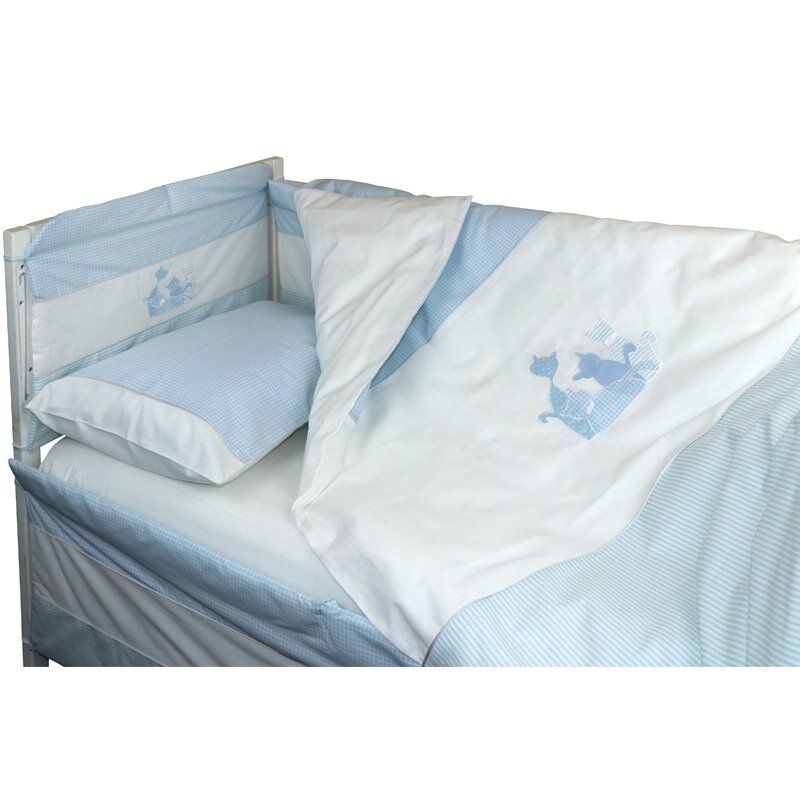 Защита с постельным комплектом Котята голубая