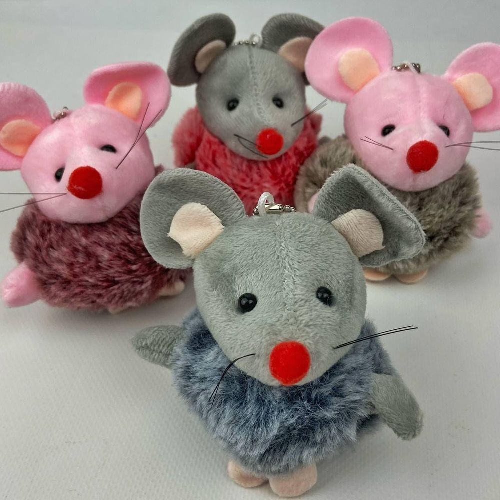 Набор Мягкая игрушка мышка-брелок, размер 10 см, набор из 4 штук
