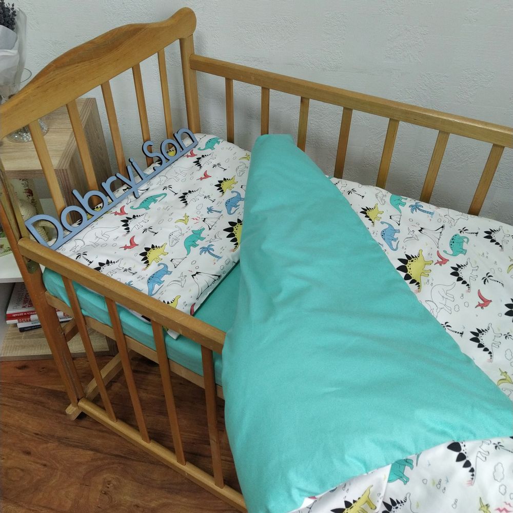 Сатиновый сменный постельный комплект Дино Мята фото, цена, описание
