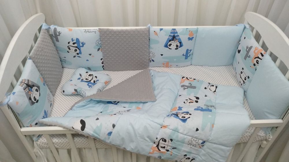 Комплект в ліжечко ІНДІАНЕЦЬ сірий для новонародженого тм Ekobaby