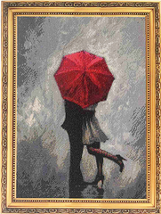 Картина стразами за номерами Парочка під парасолькою з підрамником розмір 50х65