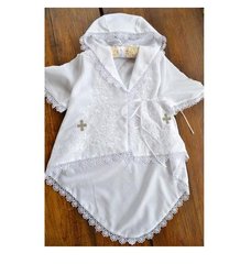 Рубашечка халатик для крещения Серебряный Крестик