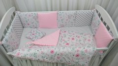Универсальный набор с бортиками в кроватку Слоненя с пледом розовый плюш, Розовый, С пледом