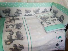 Спальный комплект с защитными бортиками Мишки Мята