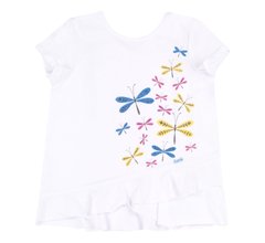 Летняя футболка для девочки Стрекозки белая, Белый, 98, Супрем