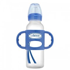 Пляшка-поїльник з вузькою шийкою і силіконовими ручками, 250 мл, колір блакитний, 1 шт. в упаковці, Блакитний, 250 мл, Пляшка - поїльник 2 в 1