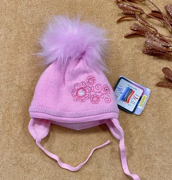 Тепла шапочка Зимові Квіти для новонародженої рожева купити