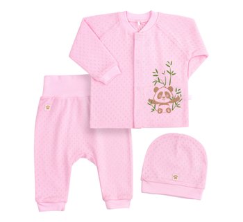 Летний комплект для малышей в дырочку Пандочка розовый, 62, Рибана, Костюм, комплект