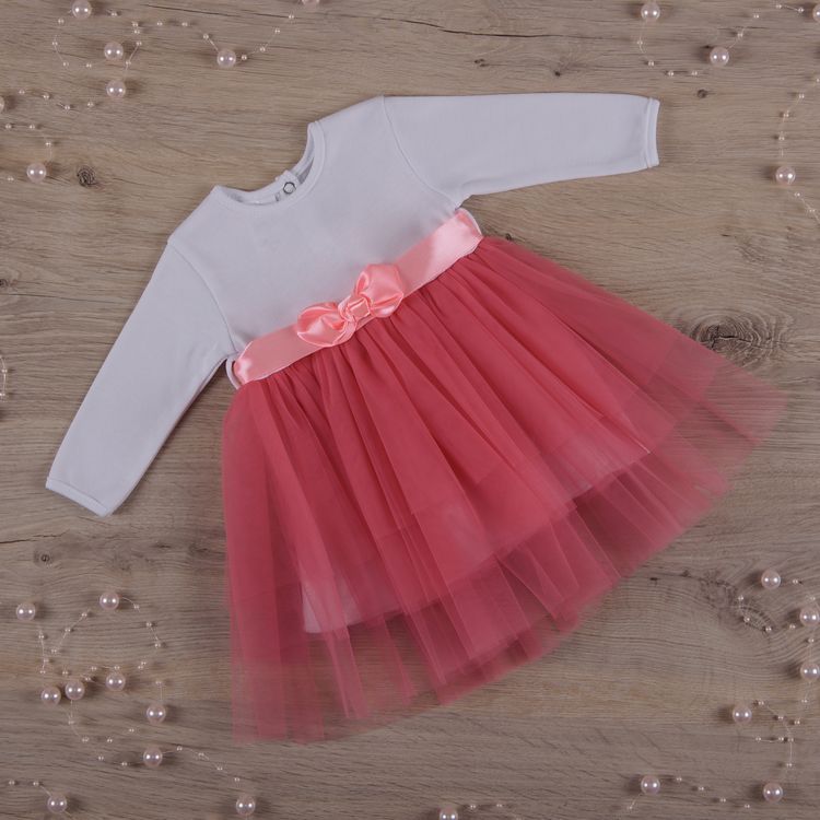 Детское платье Ніжність - 2 для девочки интерлок + фатин персиковое