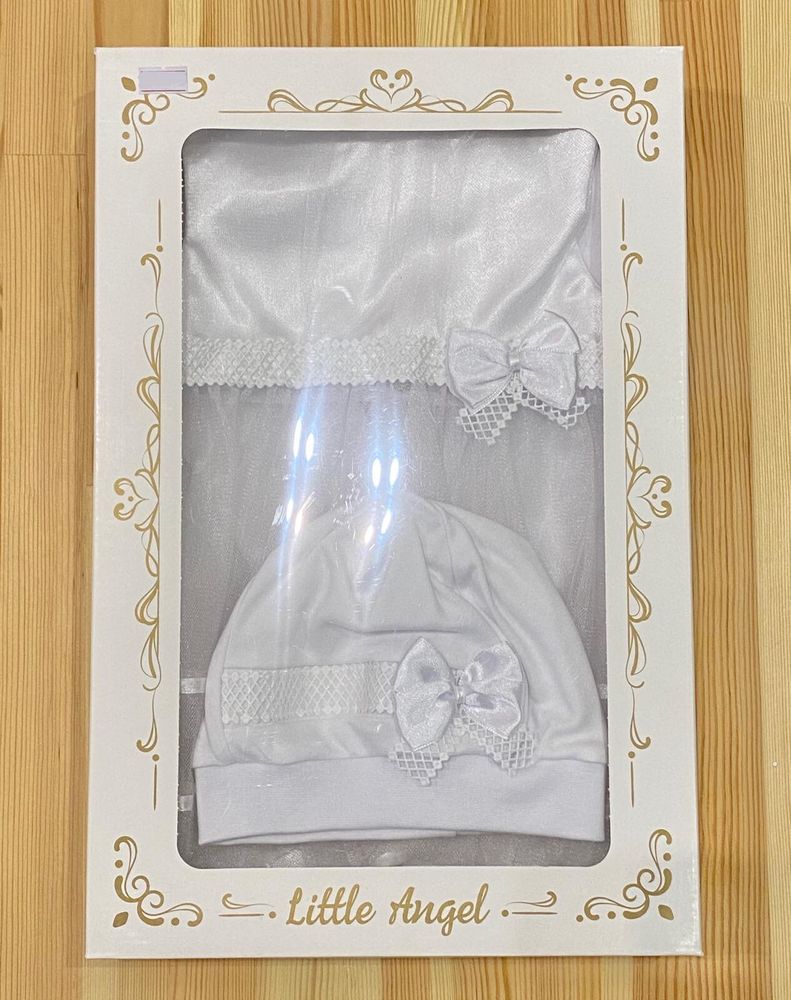 Набір для хрещення з святковою сукнею Прованс білий, 74, Інтерлок, Костюм, комплект