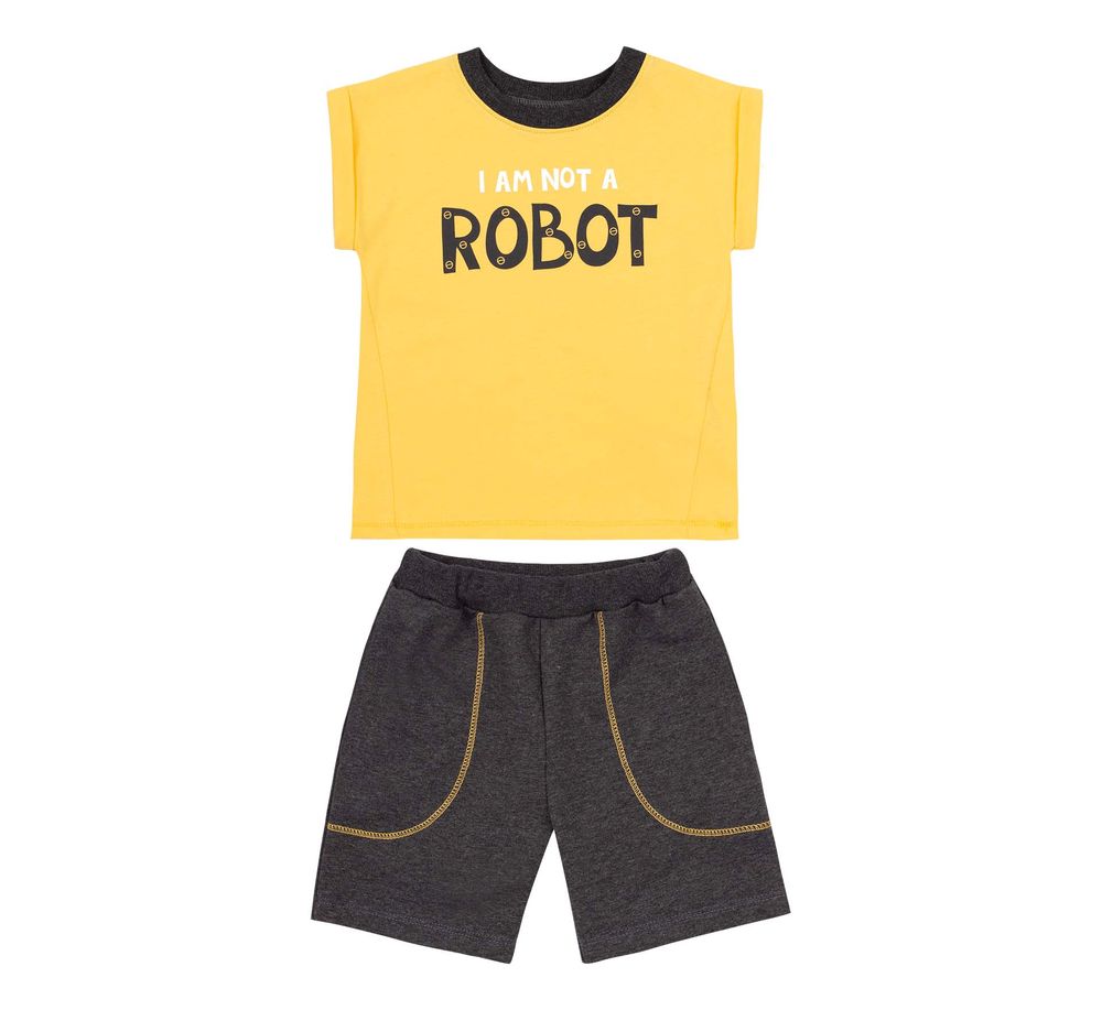 Літній комплект I am not a robot для хлопчика жовтий супрем, 92, Трикотаж