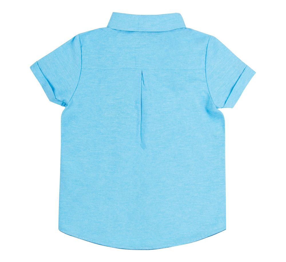 Детская летняя рубашка с коротким рукавом Бемби голубая, 104, Джинс