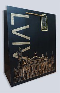 Подарочный пакет Lviv - Львів размер 32х26х12 см, Средние, Города