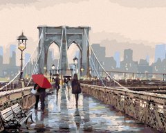 Картина стразами на подрамнику с принт рамою Бруклинский Мост