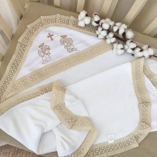 Крыжма махровая Арина белая золото 75 * 100