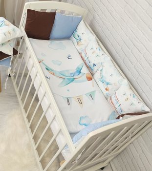 Дитячий постільний комплект у ліжечко для новонародженого з бортиками Літачок