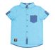Детская летняя рубашка с коротким рукавом Бемби голубая, 104, Джинс