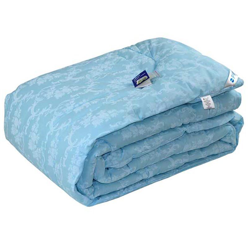 Зимнее шерстяное одеяло Вензель голубое 200х220 см