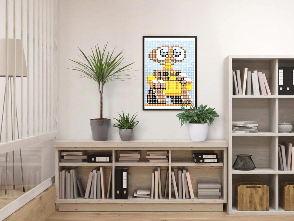 Фото, купить *Картина по номерам стикерами в тубусе "Робот жёлтый", 33х48см, 1200 стикеров., цена 350 грн