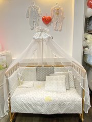 Двухцветный постельный комплект ТОПТЫЖКА с игрушкой для новорожденных, Светло-серый, без балдахина