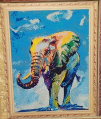 Картина стразами на підрамнику з принт рамою Слон