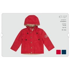 Куртка для мальчика КТ127 на флисовой подкладке, Красный, 74, Плащевка