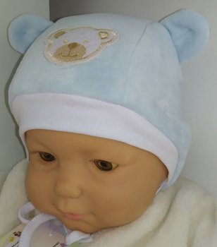 Утеплена велюрова шапочка УМКА для малюків і новонароджених блакитна